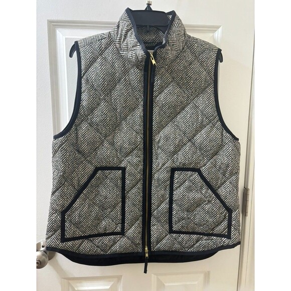 J Crew Vest Womens X-Large Down FilledTwo Way Zip Quilted Puffer Herringbone - Picture 1 of 8